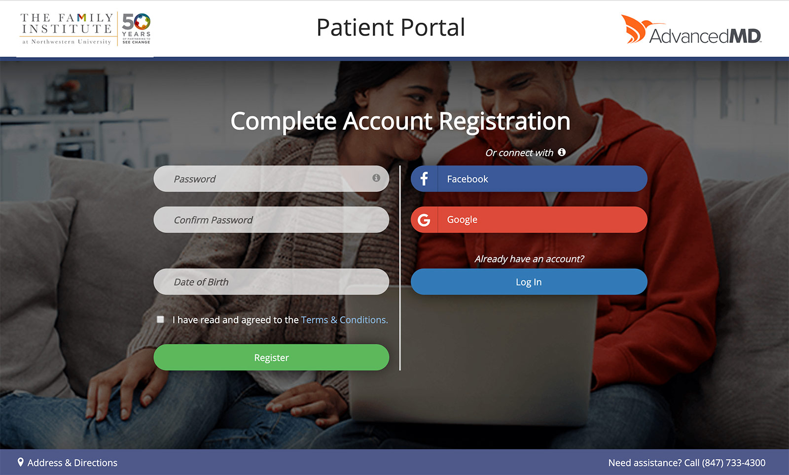 patient portal registration page