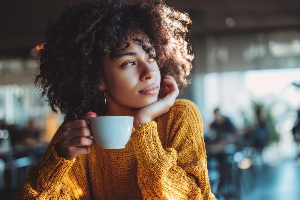 young woman drinking coffee