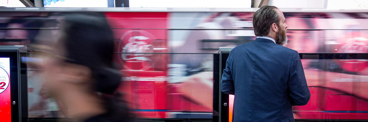 Man waiting for train