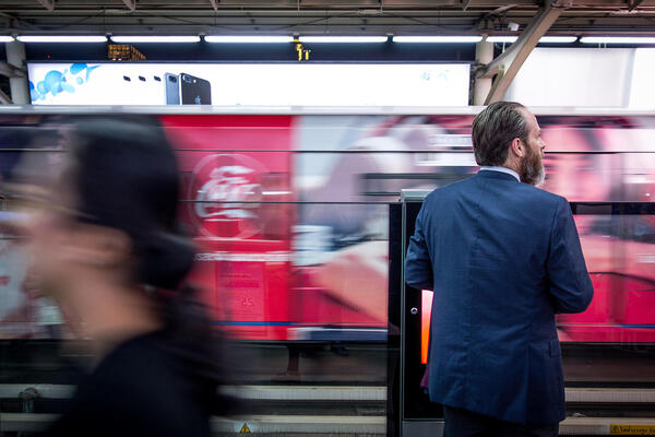 Man waiting for train